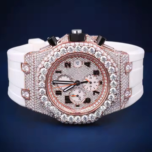 Tùy Chỉnh Hoàn Chỉnh Iced out VVS Moissanite Kim Cương Studded Sang Trọng Tự Động Thạch Anh Analog Xem 41Mm Quay Số Hiển Thị Cho Nam Giới - Product Image 1
