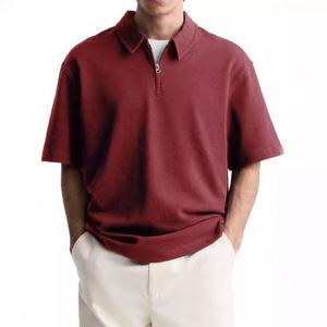 2025 nuevo Top informal con cremallera para hombre para Polo cómodo transpirable 100% algodón lienzo bordado Diseño de solapa patrón sólido - Product Image 1