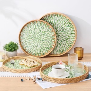 Bandejas decorativas MOP de ratán, bandeja de nácar de alta calidad para decoración del hogar, encimera de cocina - Product Image 3