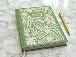 LABON Green Floral A5 Undated Weekly Planner <strong>Organiser</strong> Academic Year <strong>Diary</strong> Luxury Hardback <strong>Diary</strong> 2024-2025 Journal - Product Image 2