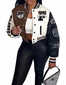 Veste universitaire personnalisée de haute qualité pour femmes avec broderie en chenille Manches en cuir Doublure en laine Fabricant-Baseball Letterman - Product Image 1