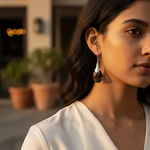 ต่างหูทรงหยดน้ำควอตซ์สโมคกี้สำหรับผู้หญิง ชุบทอง เงินสเตอร์ลิง ประดับเพชร สำหรับงานแต่งงาน ลายรูปหัวใจสไตล์คริสเตียน - Product Image 3