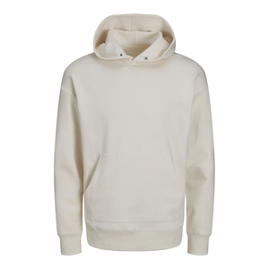 Pull-over à capuche en molleton de coton 100% pour hommes, sweat-shirt thermique d'hiver avec logo personnalisé, poche unie brodée et teinte unie - Product Image 4