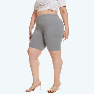 กางเกงขาสั้นกีฬาไซส์ใหญ่ ผลิตขายส่ง เป็นมิตรต่อสิ่งแวดล้อม ผ่านการฟอกสี กางเกงขาสั้นเอวสูงสำหรับผู้หญิง ผ้ายืดสแปนเด็กซ์/โพลีเอสเตอร์ เนื้อผ้าบางเบา - Product Image 1