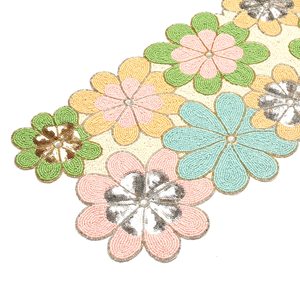 Trendsetting Jewel Beaded Runner Home Garden Tabletop Runner Place-Mat Diseño simple Decoración de mesa Colores y diseño personalizados - Product Image 4
