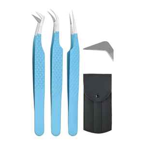 Pinzas Profesionales para Extensión de Pestañas de 75 Grados de Marca Privada, Agarre Fuerte, Delgadas, Rectas, Punta de Fibra para Volumen - Product Image 1