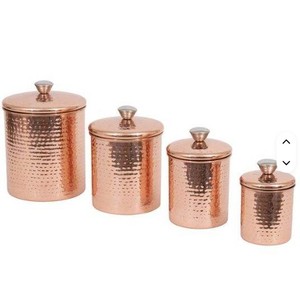 Ensemble de 3 couvercles pour ustensiles de cuisine, produits de cuisine, bocaux tendance, best-sellers, boîte ronde avec finition en cuivre - Product Image 2