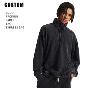 Sudadera de Forro Polar Grueso de Alta Calidad con Cremallera de un Cuarto, Bordada, Oversize, Estilo Vintage Streetwear, Lisa, Personalizable, Unisex, para Venta al por Mayor, de Invierno - Product Image 3