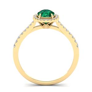 Anillos de Compromiso de Diamantes de Oro Amarillo de 14K con Certificación IGI Personalizados REYES para Mujer, Corte Redondo, 0.84 Ct, Joyería con Piedras Preciosas de Esmeralda - Product Image 4