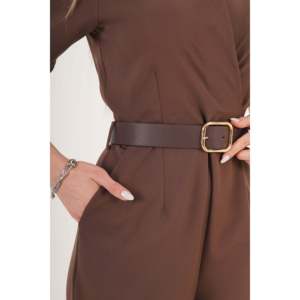 Mono Palazzo con Cinturón LUSTRIN Elegance para Mujer - Traje de una Pieza de Pierna Ancha en Poliéster y Elastano Marrón al por Mayor - Product Image 3