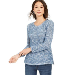 Maglione da donna Style & Co casual blu navy extra large con texture effetto ciglia per l'autunno - Product Image 1