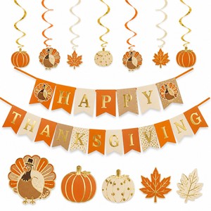 Thanksgiving Party Decorations Turkey Pumpkin Hanging Swirls Table Decor Set <b>Paper</b> Fall Harvest Party Supplies Wholesale - Product Image 1