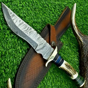 Cuchillo Bowie de Acero Inoxidable Hecho a Mano con Borde Dentado, Mango de Cuerno, Funda, Personalizado, Soporte OEM, Caza, Supervivencia, Campamento, Aire Libre - Product Image 2