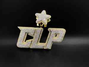 จี้และสร้อยคอฮิปฮอปสแตนเลสสตีลประดับเพชร CZ พร้อมโลโก้สั่งทำพิเศษ มีสีให้เลือกตามต้องการ - Product Image 2