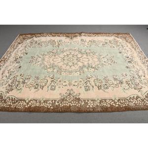 พรมขนาด 6x8.3 ฟุต, พรมวินเทจตุรกี, พรมขนสัตว์ลายดอกไม้สีน้ำตาล - Product Image 2