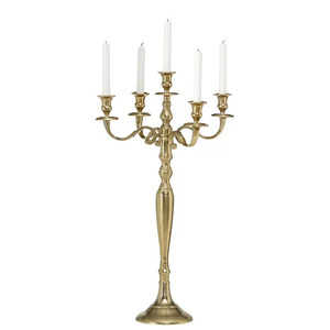 Popular Style Copper Plated Five Arms Metal <b>Candelabra</b> for Wedding Holiday Christmas Decoration Floor <b>Candelabra</b> - Product Image 2