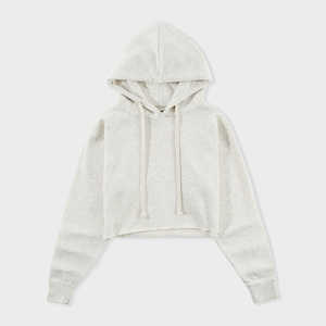 2026 qualité supérieure femmes haut court sweats à capuche confortable Fitness Style Logo en relief longue impression personnalisée lumière en gros - Product Image 3