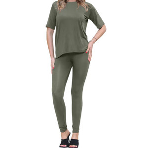 Ensemble de vêtements de sport légers pour femmes T-shirt et legging à motif solide Dernière collection personnalisée Prix raisonnables - Product Image 1