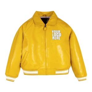 Chaquetas Letterman de Cuero Genuino con Apliques Bordados Personalizados OEM, Chaquetas de Béisbol Urbanas de Cuero de Alta Calidad, Lisas y Teñidas - Product Image 3