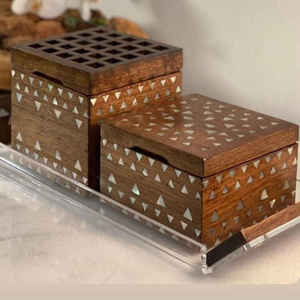 Juego de incrustaciones de nácar y madera <span class=keywords><strong>Bakhoor</strong></span> con bandeja quemador de incienso y caja al mejor precio de Royal Artisans - Product Image 3
