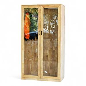 Armoire minimaliste à deux portes en bois d'hévéa 100x50x180cm TQA68050 avec fonctions de suspension et de pliage pour mobilier de maison et appartement - Product Image 1