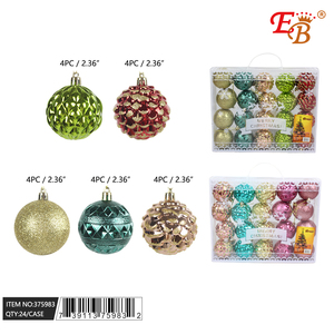 2.4 \ "Set di ornamenti natalizi 20 pezzi su misura 24 pezzi/scatola di floccaggio ricamata con perline in stile Festival in cartone - Product Image 1