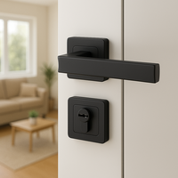 Ensemble de poignées de porte silencieuses YMC en alliage d'aluminium noir mat, réduction du bruit, élégantes, pour portes intérieures en bois, serrure à mortaise