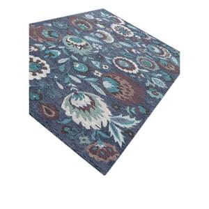 พรมแฮนด์เมดโพลีเอสเตอร์ Hacienda Blue รุ่น Tra-15081 ลายดอกไม้แบบนามธรรม รูปทรงสี่เหลี่ยมผืนผ้า สำหรับห้องนั่งเล่น ใช้ในบ้าน กว้าง 4 เมตร - Product Image 2
