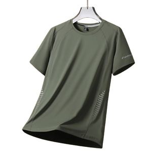 Camisetas de Verano para Hombre de Seda Helada, de Alta Calidad, Manga Corta, Color Sólido, Transpirables, Holgadas, Cuello Redondo, Casuales - Product Image 4