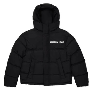 Custom Logo Men's Winter <b>Thick</b> Waterproof Warm Puffer Jacket Oversized <b>Quilted</b> Stand Collar Zipper Closure Bubble Hood Pattern - Product Image 1
