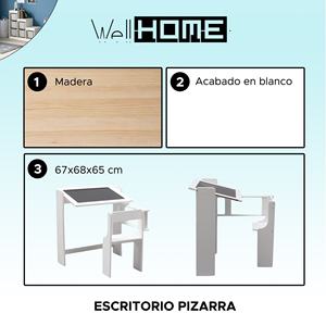 WELL HOME Bureau à tableau noir pliable blanc pour enfants - Product Image 2