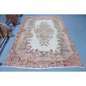 Tapis de 5,5 x 8,5 pieds, tapis turc vintage, tapis uni brun - Product Image 1