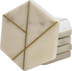 Posavasos de madera con incrustaciones de mármol de primera calidad, diseño de doble tono para protección de mesa moderna y contemporánea para el hogar, incrustaciones de lujo - Product Image 1