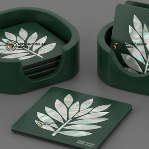 ชุดที่รองแก้ว24ชิ้นลายมุกสีเขียวเข้มทำมือเป็นมิตรต่อสิ่งแวดล้อมสำหรับการใช้งานในชีวิตประจำวันผู้จำหน่ายอินเดีย - Product Image 4