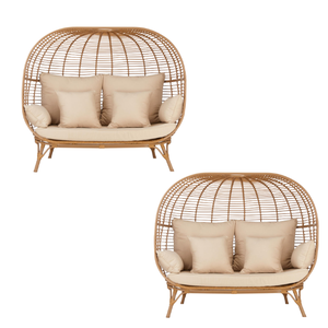 Best-seller grand lit de loisir rond en rotin imperméable double siège mobilier d'extérieur pour hôtel villa jardin prix de gros - Product Image 1