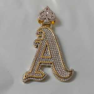 Personalizado VVS Iced Out Hip Hop letra colgante 925 plata esterlina deslumbrante VVS laboratorio cultivado diamante colgante joyería - Product Image 3
