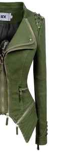 Chaqueta de Cuero Genuino para Mujer, Formal, de Alta Calidad, Ecológica, Transpirable, Invernal, con Cierres y Botones, Estilo Vintage - Product Image 4