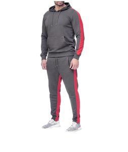 Ensemble de sweat-shirt 2 pièces personnalisé pour hommes, sweat à capuche et pantalon de jogging, survêtement deux pièces à rayures latérales, streetwear et fitness - Product Image 4