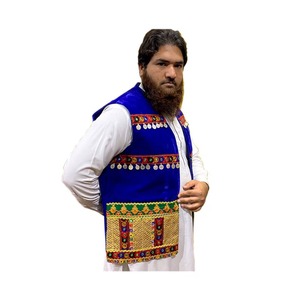 Chaleco Tradicional Afgano de Invierno, Transpirable, Hecho a Mano, Étnico, Pashtún, Cultural, Vintage, Bordado, Sin Mangas, 100% Nailon, para Hombre - Product Image 2