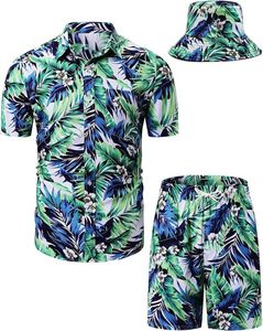 Mens 3PCS Outfit Custom <b>Hawaiian</b> Shirt <b>Shorts</b> and Bucket Hat Set deal for Beach Parties or Summer Trips print co-ord set - Product Image 3