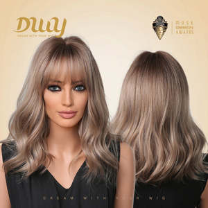 DWY Dorian Gold Blonde Synthetic <b>Wig</b> Shoulder-Length with Natural Curly Style <b>Short</b> Heat Resistant <b>Wig</b> with Transparent Lace - Product Image 2