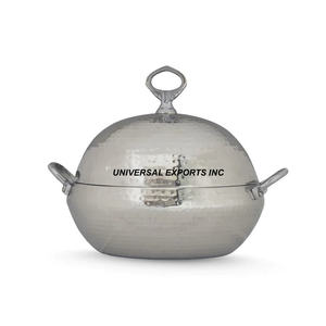 Marmite isolée en acier inoxydable Casserole de créateur faite à la main de bonne qualité Vente en gros Réchauffeur d'aliments en métal - Product Image 1