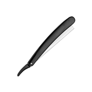 มีดโกนสแตนเลสใบมีดเดี่ยวแบบพรีเมียมสำหรับผู้ชายที่โกนหนวดแบบพับได้มีด้ามจับพลาสติกสีดำ - Product Image 6