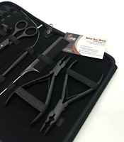 Kit d'outils de pince d'extension de cheveux à micro-anneau noir mat comprenant des pinces ciseaux boucle Logo personnalisé outil d'extension de cheveux humains