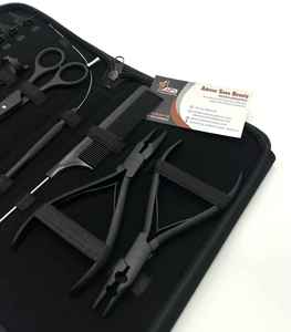 Kit d'outils de pince d'extension de cheveux à micro-anneau noir mat comprenant des pinces ciseaux boucle Logo personnalisé outil d'extension de cheveux humains - Product Image 6