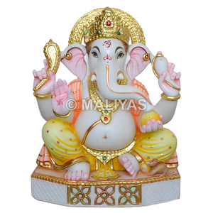 Idole de Ganesh en marbre de qualité supérieure |   Murti de Ganapati en marbre artisanal pour la maison, le bureau et le temple - Product Image 1