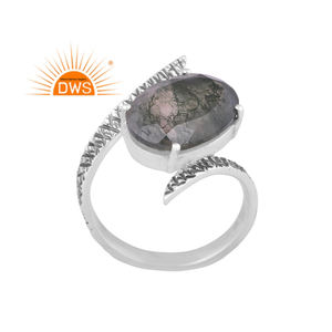 Best Selling Oxidized Sterling Silver Natural <b>Green</b> Moss Agate Gemstone Statement Ring <b>Jewelry</b> For Women Gift For Her - Product Image 1