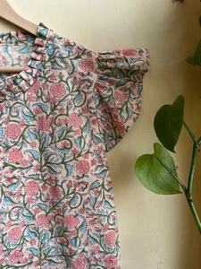 Minivestido Floral Halter bohemio con estampado de bloques a mano para mujer, vestido de verano de algodón 100% con decoración de borlas - Product Image 6