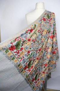 Elegant Hand Embroidered Winter <b>Shawl</b> Soft Pink Kashmiri Wool Solid Pattern Stylish Cozy <b>Wrap</b> Accessory for Women Fashion - Product Image 5