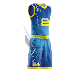 Tissu doux 100% polyesters fabriqués aux couleurs attrayantes Uniforme de basket-ball par sublimation Uniforme de basket-ball entièrement imprimé de bonne qualité - Product Image 3